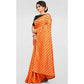 Generic Women's Vichitra Saree with Blouse (Orange, 5-6 Mtrs) - MYLUXURY LANE ENTERPRISE