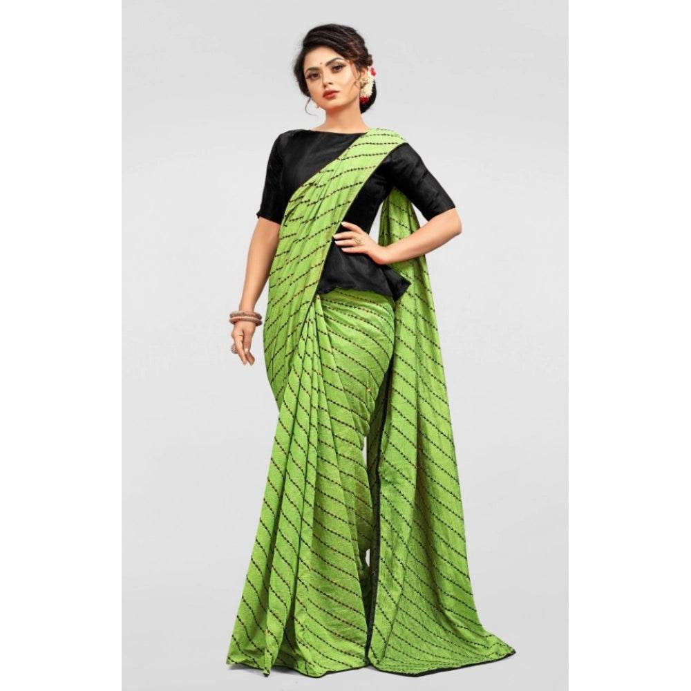 Generic Women's Vichitra Saree with Blouse (LightGreen, 5-6 Mtrs) - MYLUXURY LANE ENTERPRISE