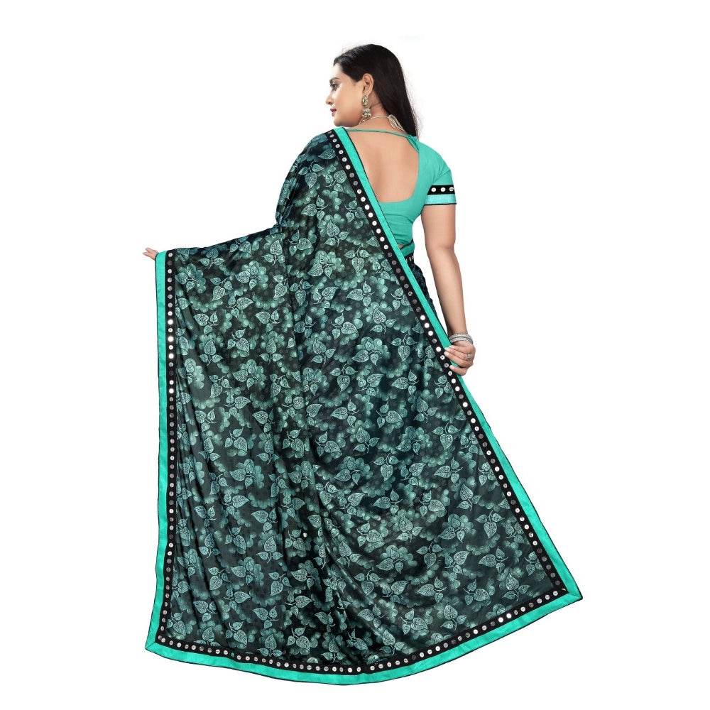 Generic Women's Lycra Blend Saree with Blouse (Rama, 5-6 Mtrs) - MYLUXURY LANE ENTERPRISE