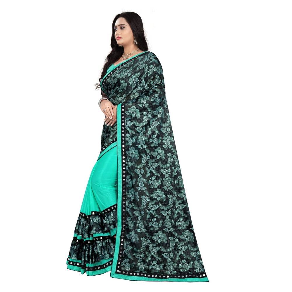Generic Women's Lycra Blend Saree with Blouse (Rama, 5-6 Mtrs) - MYLUXURY LANE ENTERPRISE