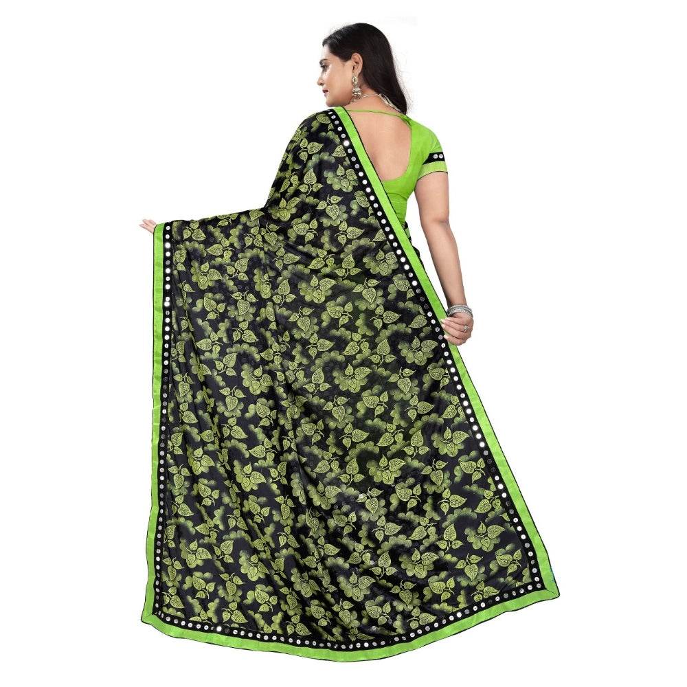 Generic Women's Lycra Blend Saree with Blouse (Pista, 5-6 Mtrs) - MYLUXURY LANE ENTERPRISE