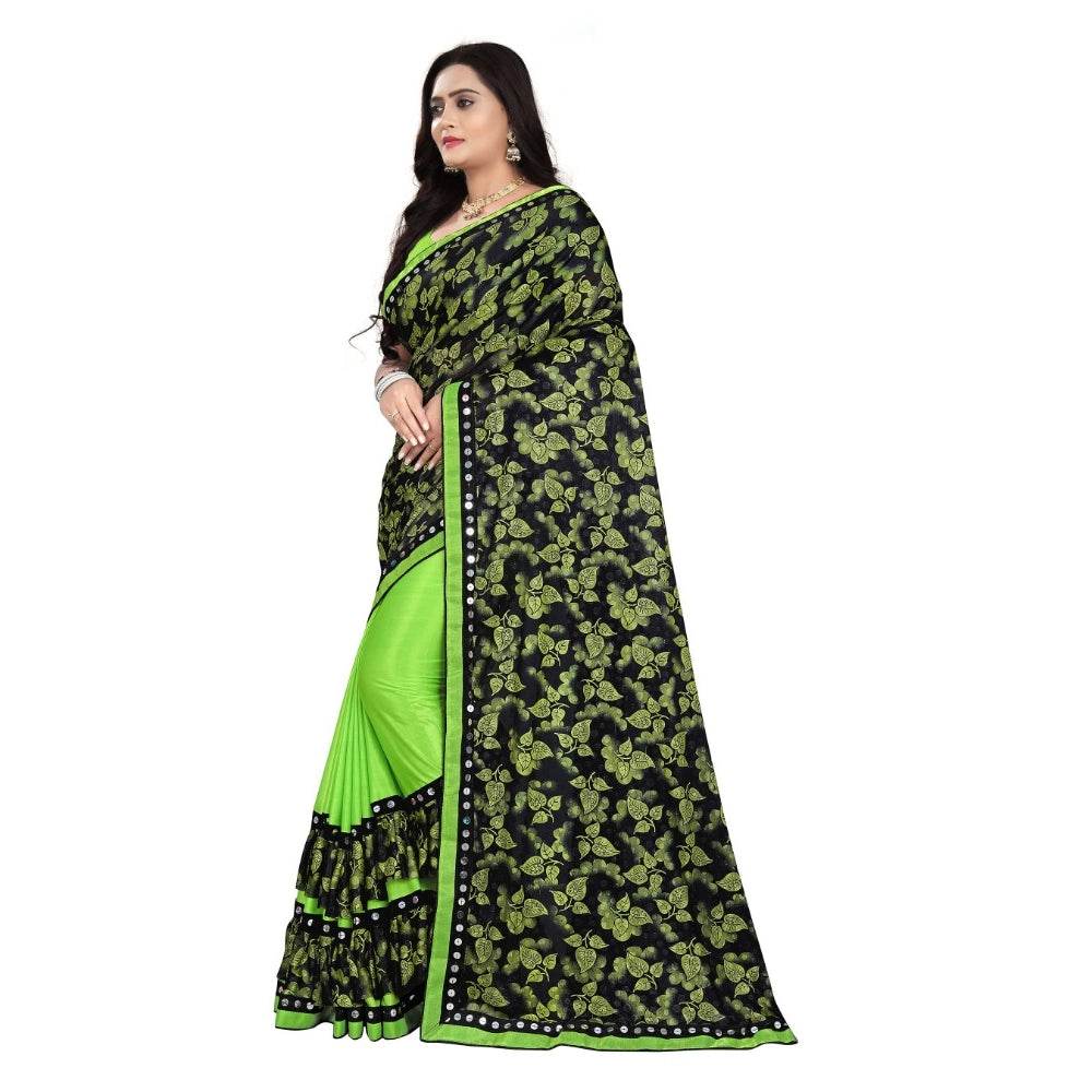 Generic Women's Lycra Blend Saree with Blouse (Pista, 5-6 Mtrs) - MYLUXURY LANE ENTERPRISE