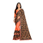 Generic Women's Lycra Blend Saree with Blouse (Orange, 5-6 Mtrs) - MYLUXURY LANE ENTERPRISE
