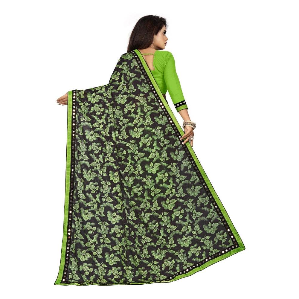 Generic Women's Lycra Blend Saree with Blouse (Pista, 5-6 Mtrs) - MYLUXURY LANE ENTERPRISE