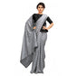 Generic Women's Vichitra Saree with Blouse (Grey, 5-6 Mtrs) - MYLUXURY LANE ENTERPRISE