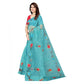 Generic Women's Organza Floral Pattern Sarees (Rama, 5-6 Mtrs) - MYLUXURY LANE ENTERPRISE