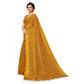 Generic Women's Cotton Blend Stripe Pattern Sarees (Mustard, 5-6 Mtrs) - MYLUXURY LANE ENTERPRISE