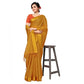 Generic Women's Cotton Blend Stripe Pattern Sarees (Mustard, 5-6 Mtrs) - MYLUXURY LANE ENTERPRISE