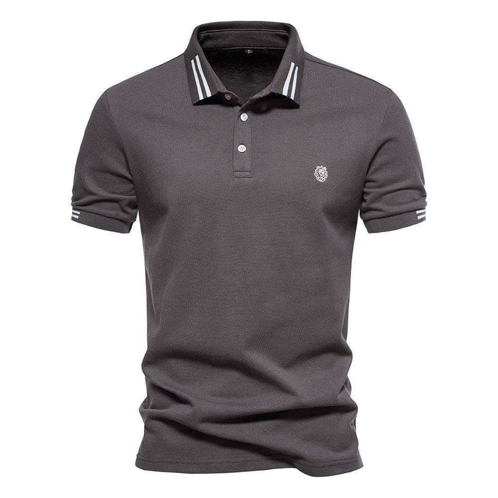 Men's Fashion Casual Polo Collar Striped Design Short Sleeve Top - MYLUXURY LANE ENTERPRISE