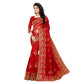 Generic Women's Net Saree With Blouse (Red, 5-6Mtrs) - MYLUXURY LANE ENTERPRISE