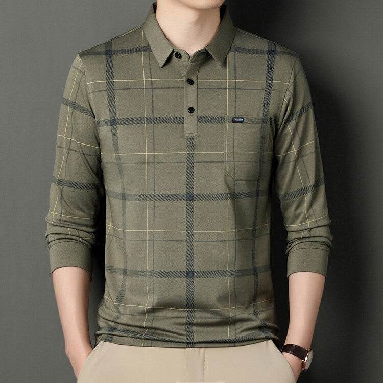 Autumn Long-sleeved T-shirt Men's Casual Striped Polo Shirt - MYLUXURY LANE ENTERPRISE