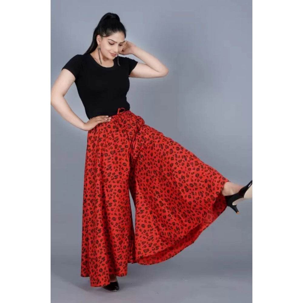Generic Women's Cotton Printed Elastic Palazzo Pant (Red, Free Size) - MYLUXURY LANE ENTERPRISE