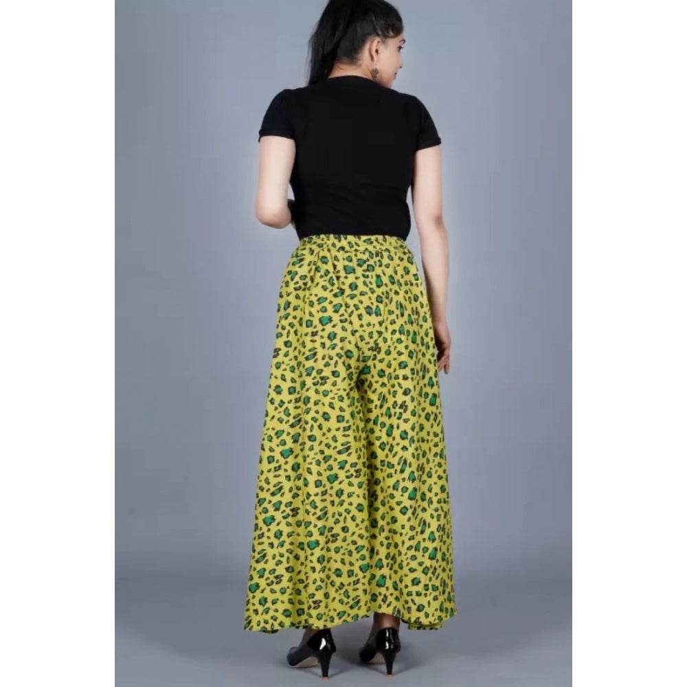 Generic Women's Cotton Printed Elastic Palazzo Pant (Green, Free Size) - MYLUXURY LANE ENTERPRISE