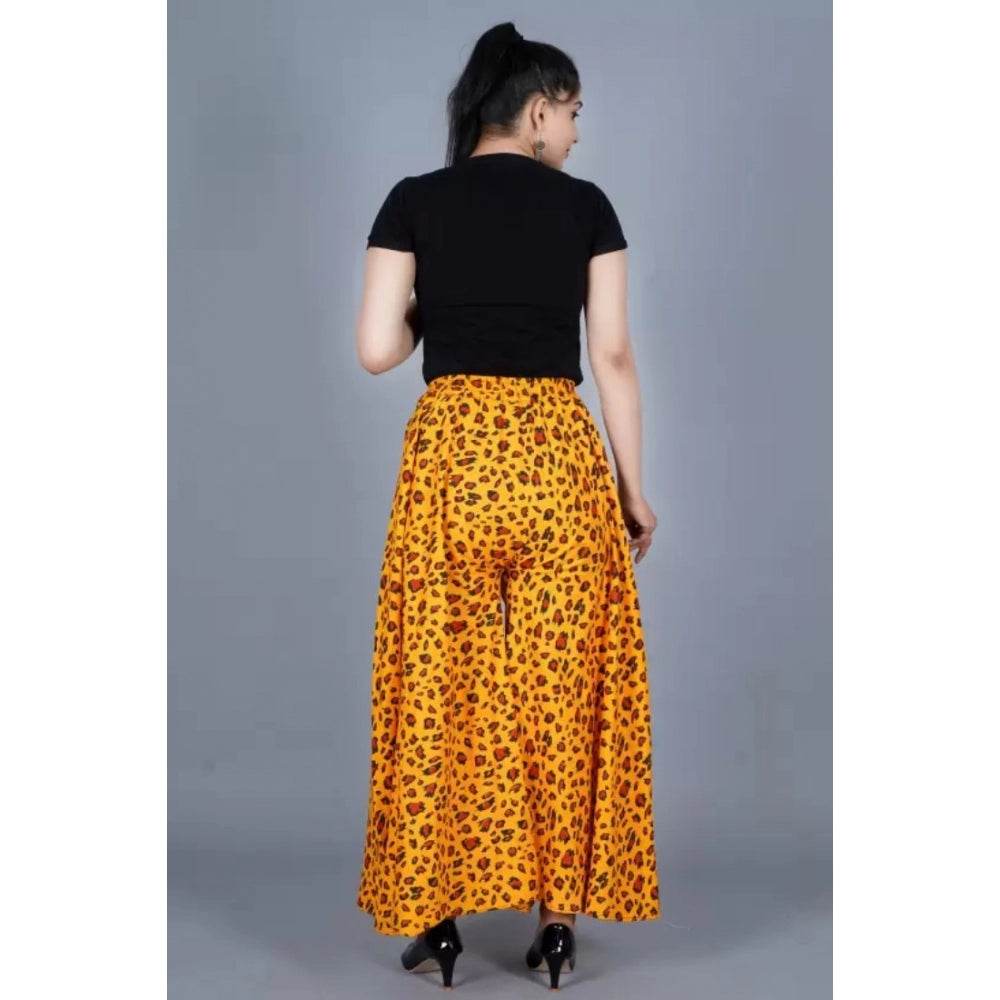 Generic Women's Cotton Printed Elastic Palazzo Pant (Yellow, Free Size) - MYLUXURY LANE ENTERPRISE