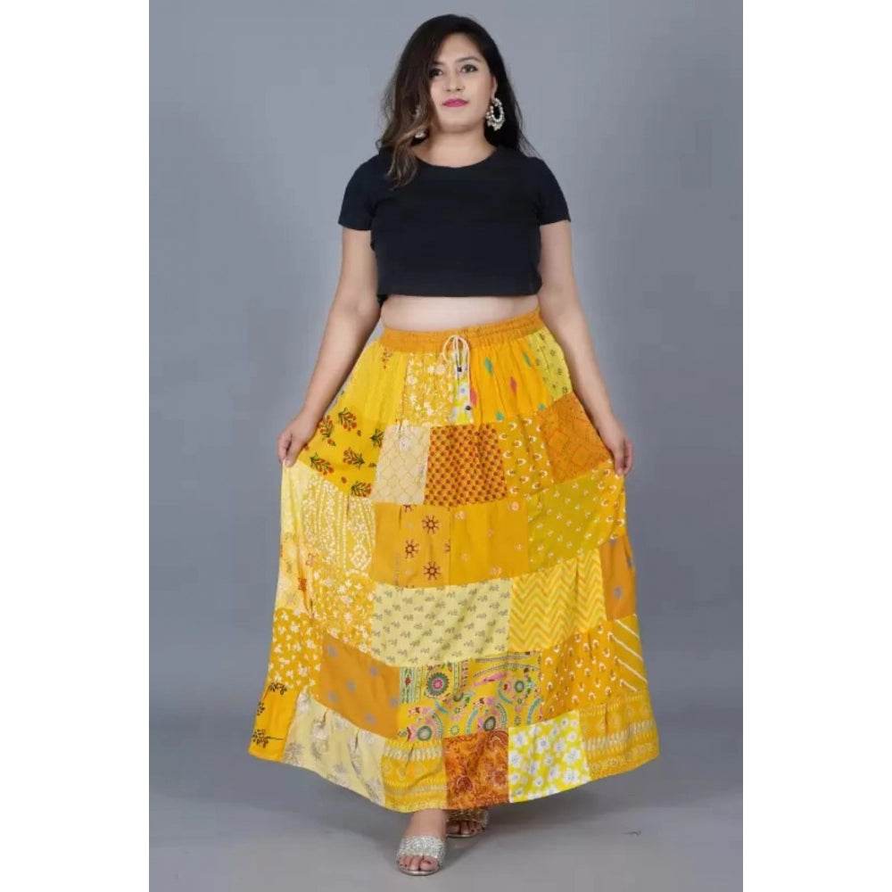 Generic Women's Rayon Printed Elastic Skirt (Multicolor, Free Size) - MYLUXURY LANE ENTERPRISE