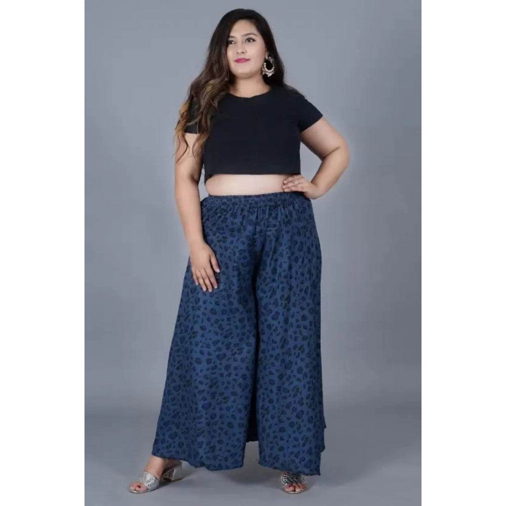 Generic Women's Cotton Printed Elastic Palazzo Pant (Blue, Free Size) - MYLUXURY LANE ENTERPRISE