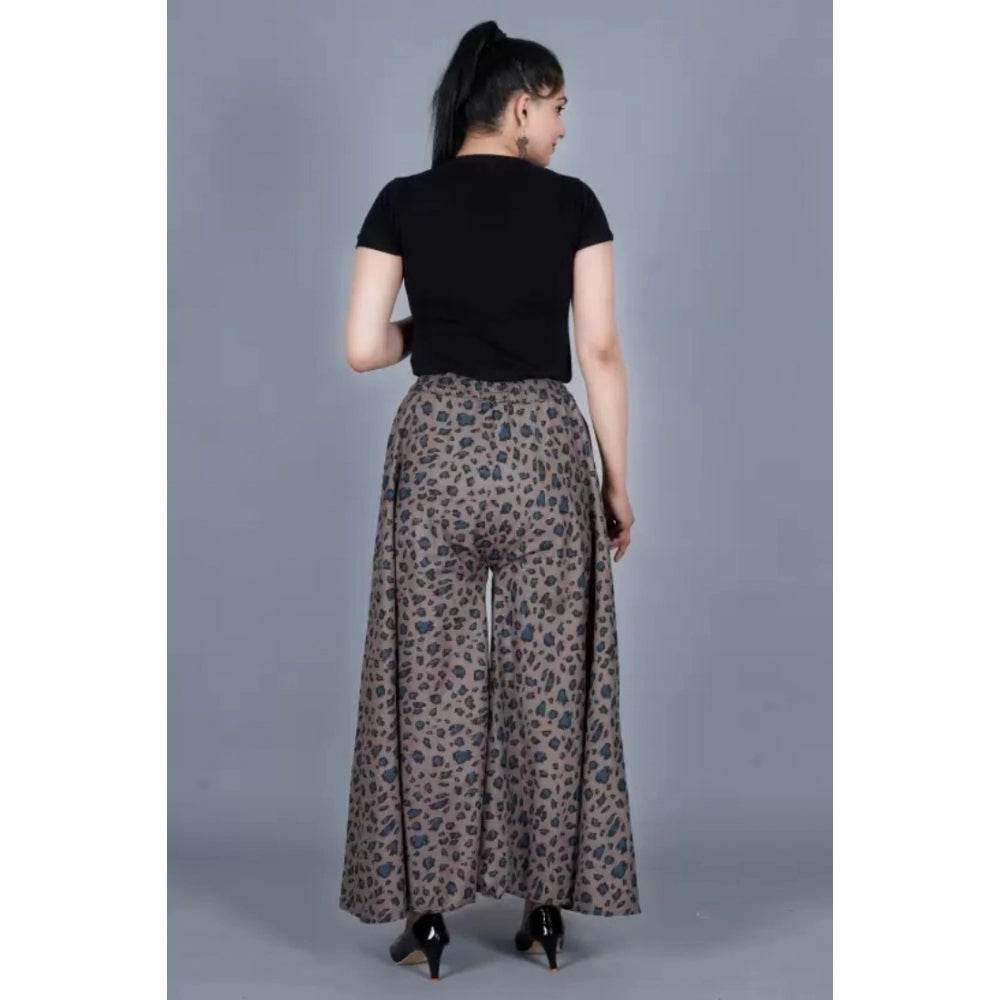 Generic Women's Cotton Printed Elastic Palazzo Pant (Grey, Free Size) - MYLUXURY LANE ENTERPRISE