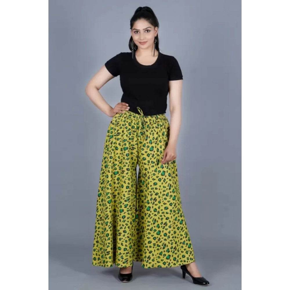 Generic Women's Cotton Printed Elastic Palazzo Pant (Green, Free Size) - MYLUXURY LANE ENTERPRISE