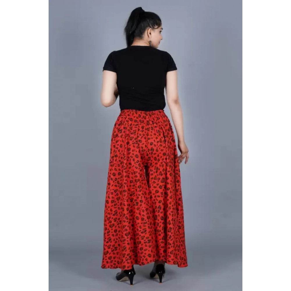 Generic Women's Cotton Printed Elastic Palazzo Pant (Red, Free Size) - MYLUXURY LANE ENTERPRISE