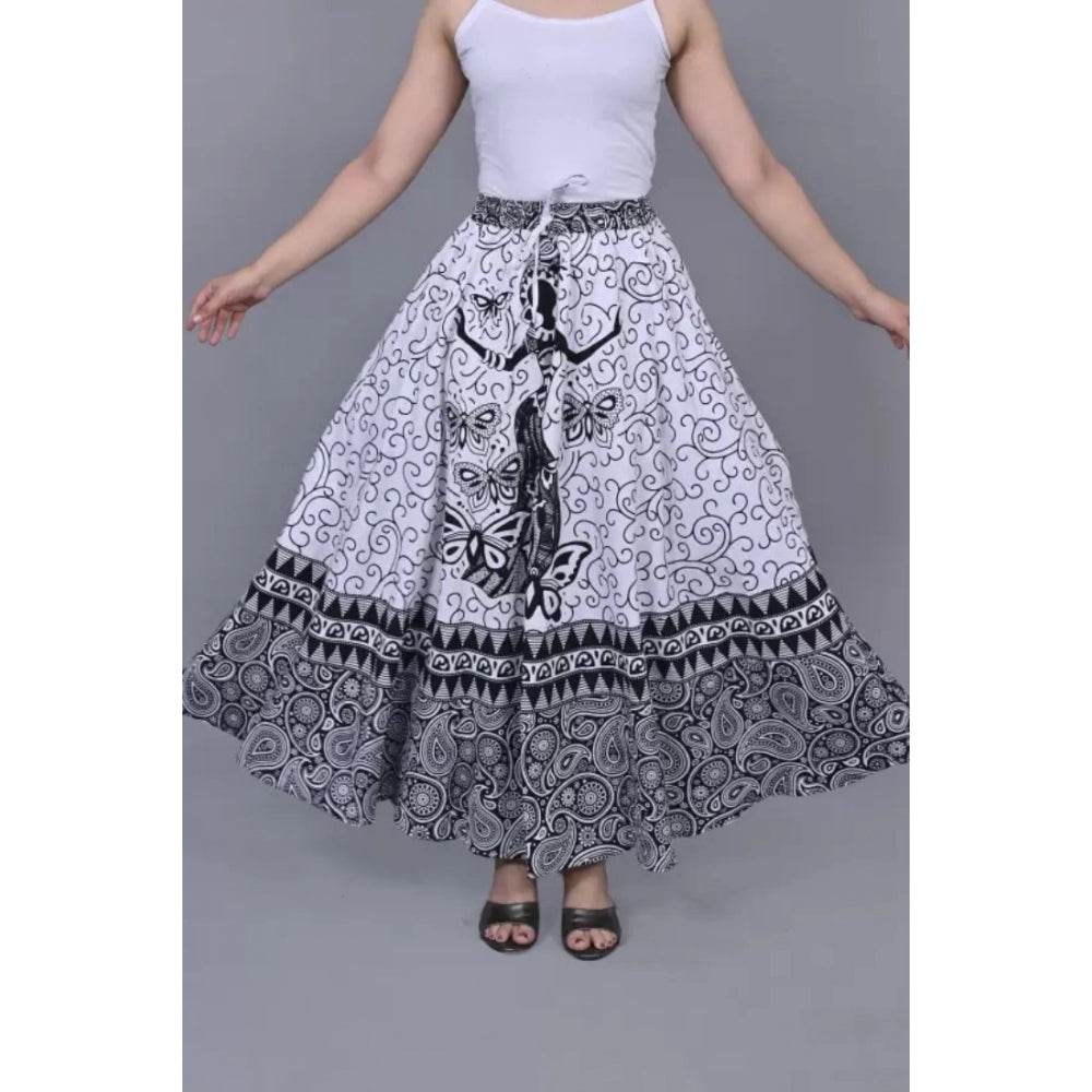 Generic Women's Cotton Printed Wrap Around Maxi Skirt (Black, Free Size) - MYLUXURY LANE ENTERPRISE