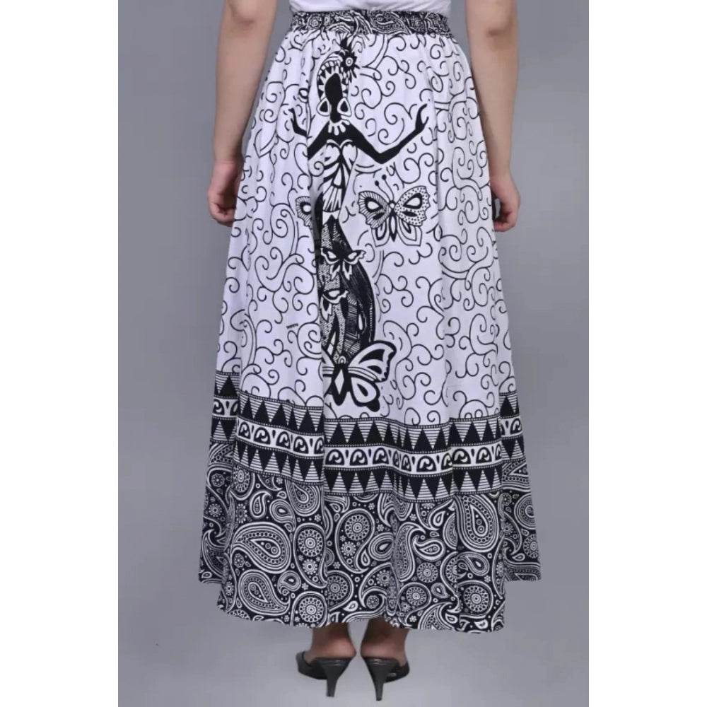 Generic Women's Cotton Printed Wrap Around Maxi Skirt (Black, Free Size) - MYLUXURY LANE ENTERPRISE