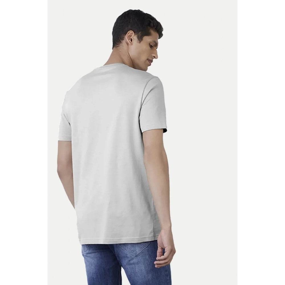 Generic Men's Casual Half sleeve Solid Cotton Crew Neck T-shirt (Light Grey) - MYLUXURY LANE ENTERPRISE
