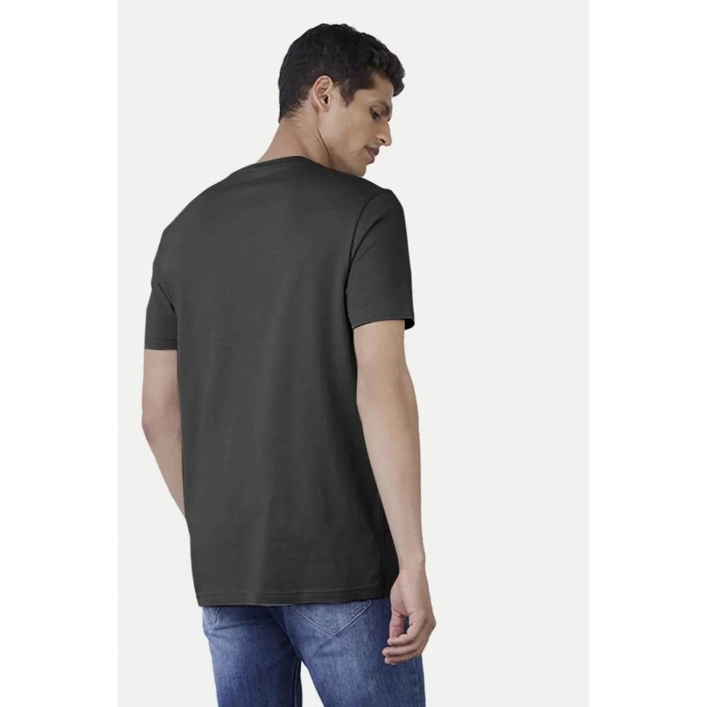 Generic Men's Casual Half sleeve Printed Cotton Round Neck T-shirt (Dark Grey) - MYLUXURY LANE ENTERPRISE