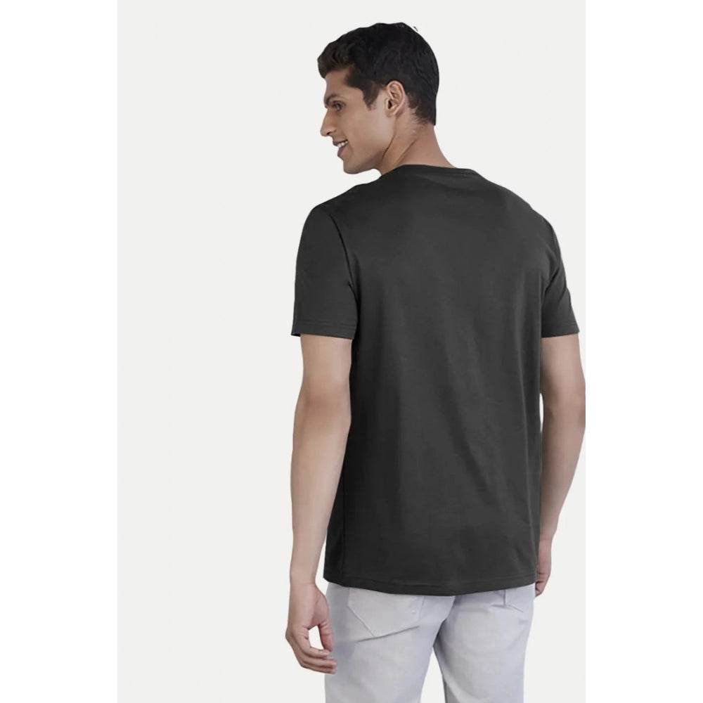 Generic Men's Casual Half sleeve Printed Cotton Crew Neck T-shirt (Black) - MYLUXURY LANE ENTERPRISE