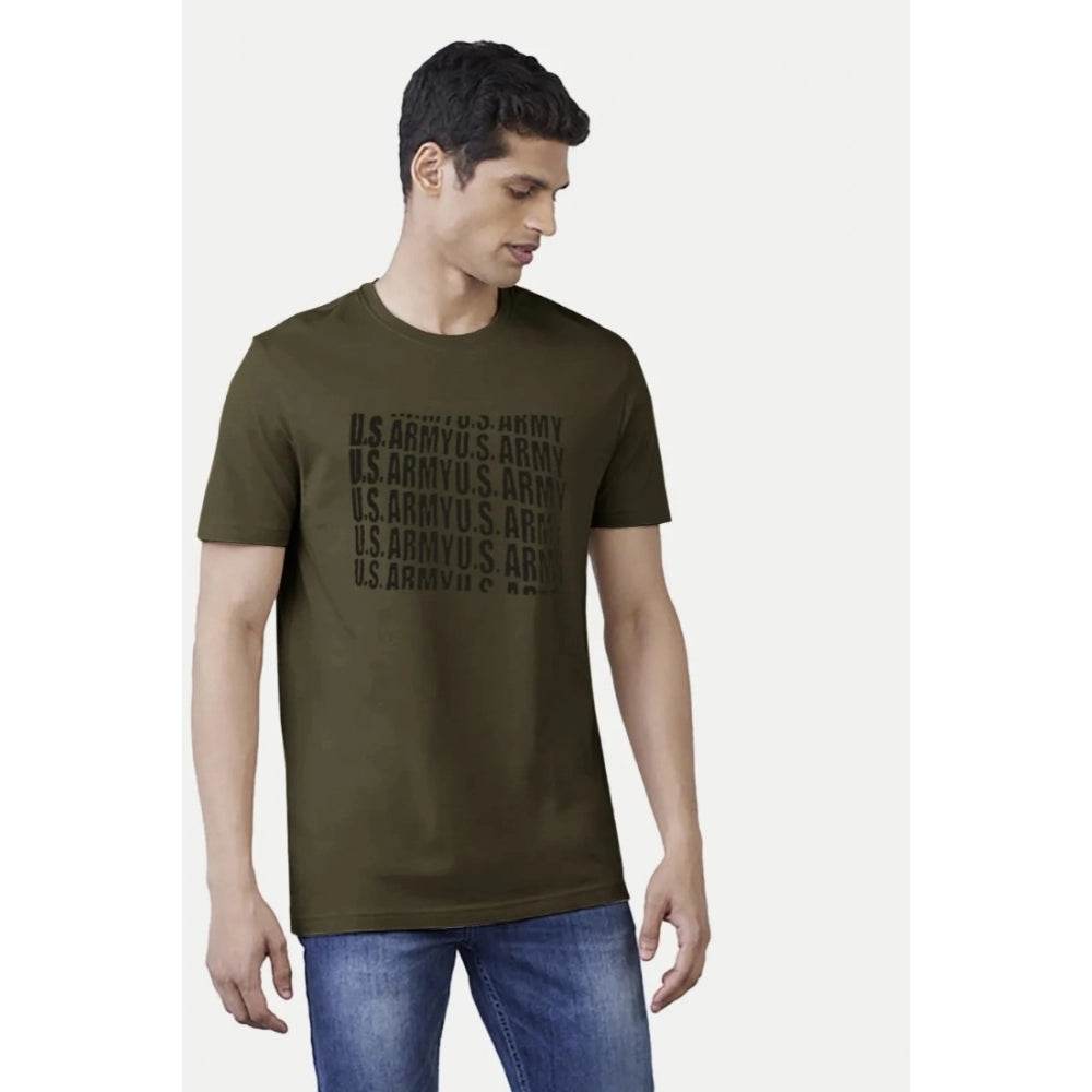 Generic Men's Casual Half sleeve Printed Cotton Crew Neck T-shirt (Dark Green) - MYLUXURY LANE ENTERPRISE