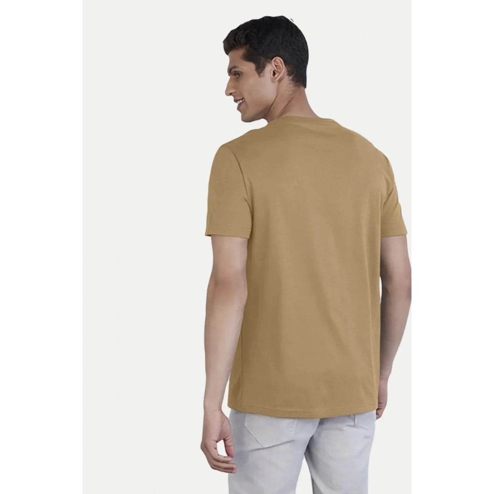 Generic Men's Casual Half sleeve Digital Printed Cotton Crew Neck T-shirt (Sand) - MYLUXURY LANE ENTERPRISE