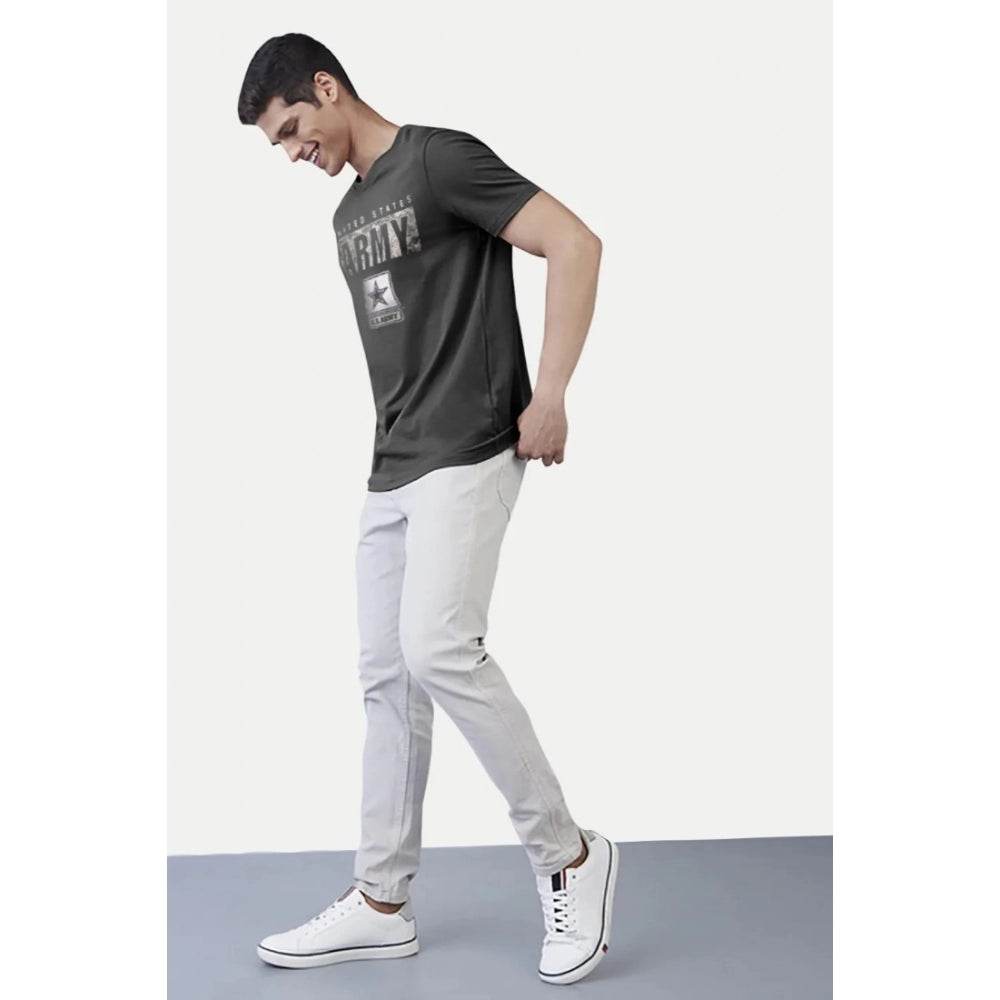 Generic Men's Casual Half sleeve Printed Cotton Round Neck T-shirt (Dark Grey) - MYLUXURY LANE ENTERPRISE
