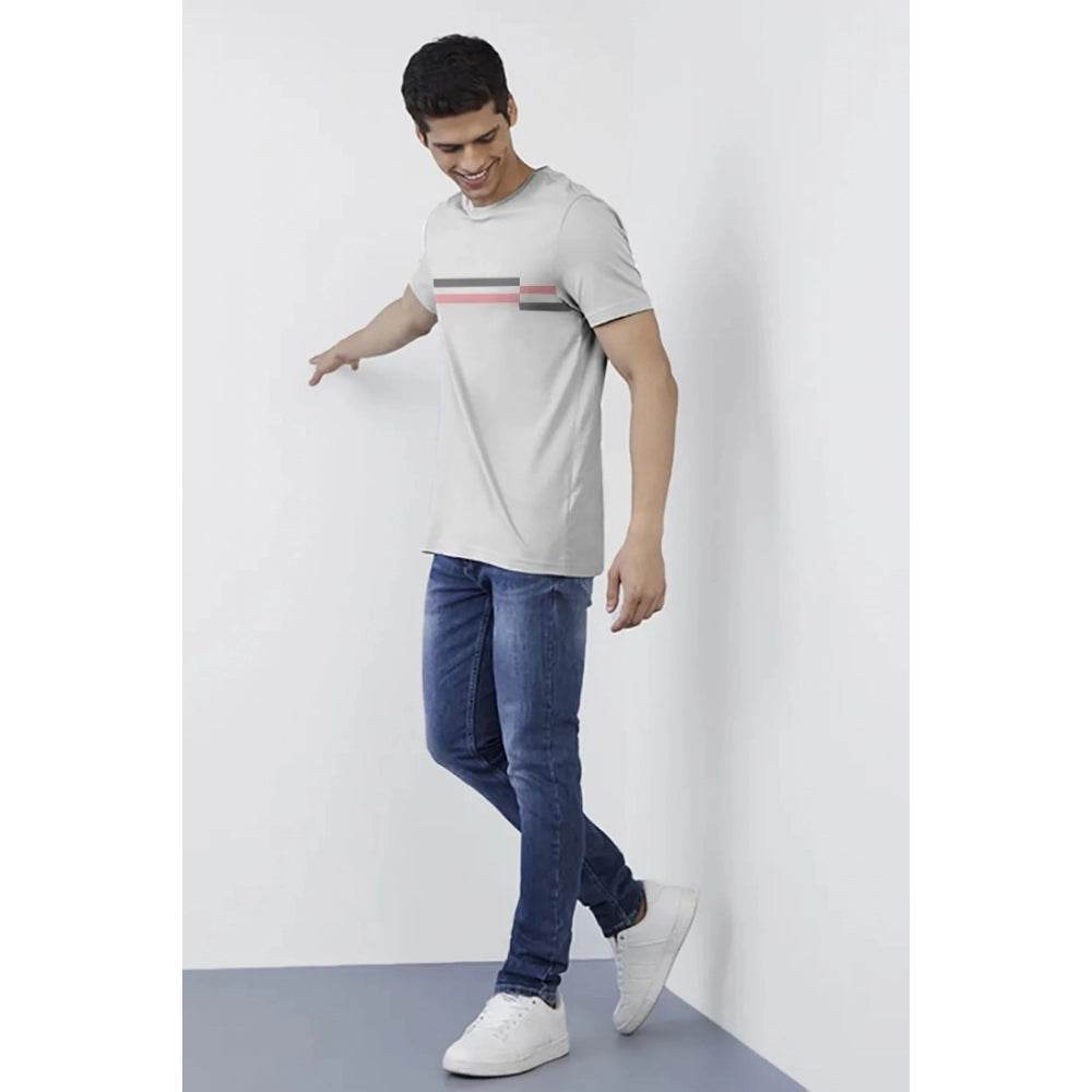Generic Men's Casual Half sleeve Solid Cotton Crew Neck T-shirt (Light Grey) - MYLUXURY LANE ENTERPRISE