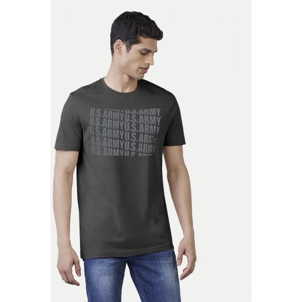 Generic Men's Casual Half sleeve Printed Cotton Round Neck T-shirt (Dark Grey) - MYLUXURY LANE ENTERPRISE
