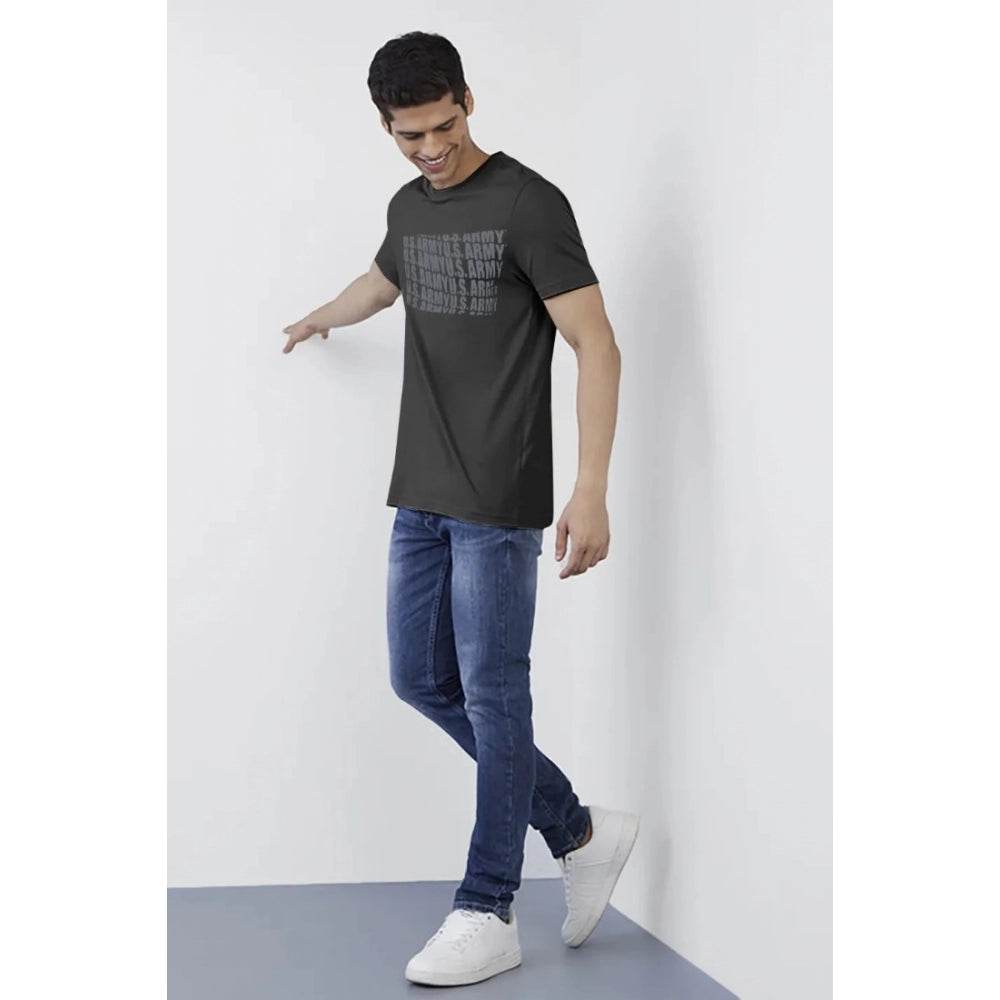 Generic Men's Casual Half sleeve Printed Cotton Round Neck T-shirt (Dark Grey) - MYLUXURY LANE ENTERPRISE