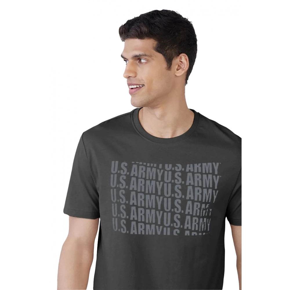 Generic Men's Casual Half sleeve Printed Cotton Round Neck T-shirt (Dark Grey) - MYLUXURY LANE ENTERPRISE