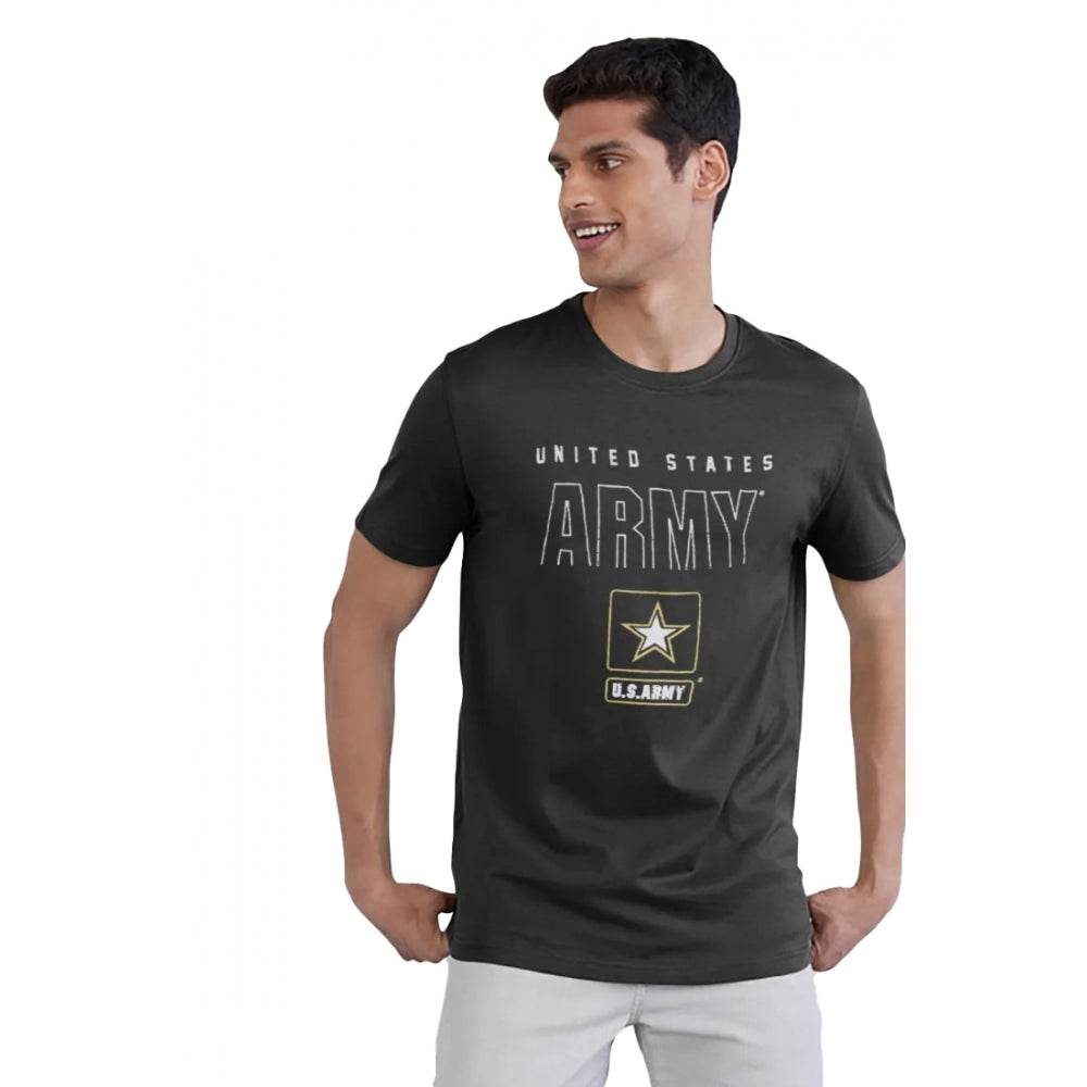 Generic Men's Casual Half sleeve Printed Cotton Crew Neck T-shirt (Black) - MYLUXURY LANE ENTERPRISE