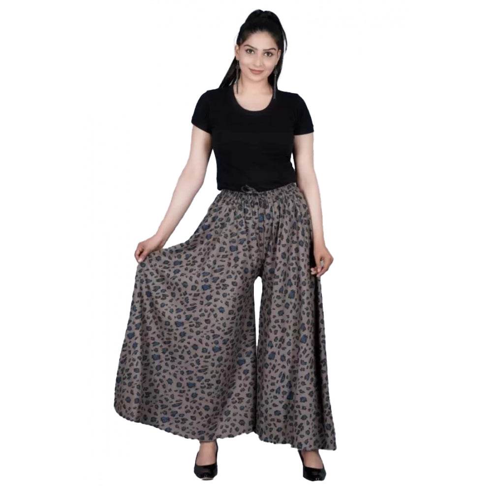 Generic Women's Cotton Printed Elastic Palazzo Pant (Grey, Free Size) - MYLUXURY LANE ENTERPRISE