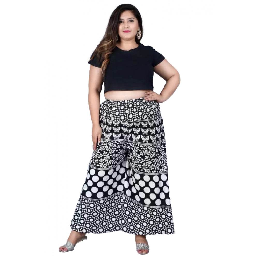Generic Women's Cotton Printed Elastic Palazzo Pant (Black, Free Size) - MYLUXURY LANE ENTERPRISE