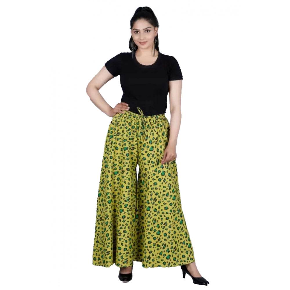 Generic Women's Cotton Printed Elastic Palazzo Pant (Green, Free Size) - MYLUXURY LANE ENTERPRISE