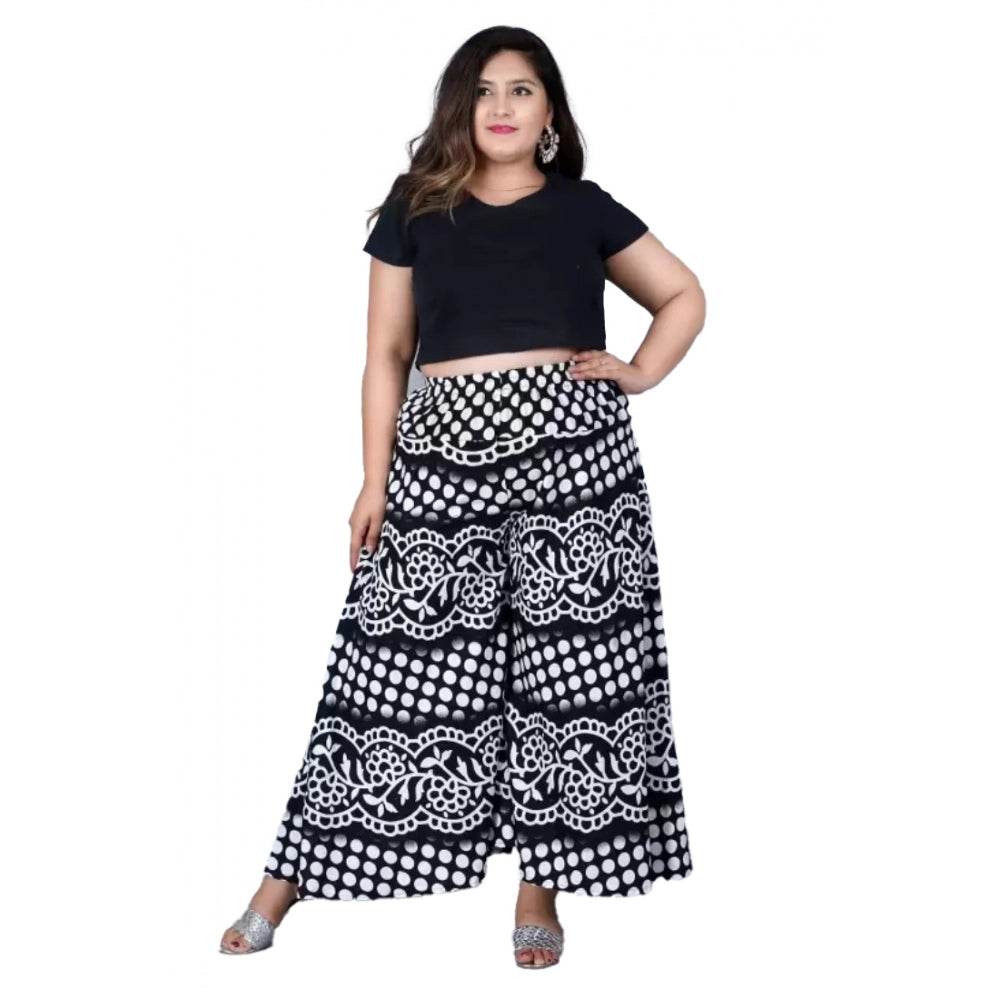 Generic Women's Cotton Printed Elastic Palazzo Pant (Black, Free Size) - MYLUXURY LANE ENTERPRISE