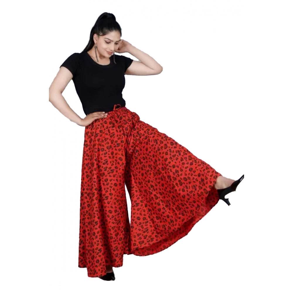 Generic Women's Cotton Printed Elastic Palazzo Pant (Red, Free Size) - MYLUXURY LANE ENTERPRISE