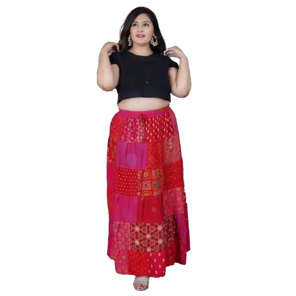 Generic Women's Rayon Printed Elastic Skirt (Multicolor, Free Size) - MYLUXURY LANE ENTERPRISE
