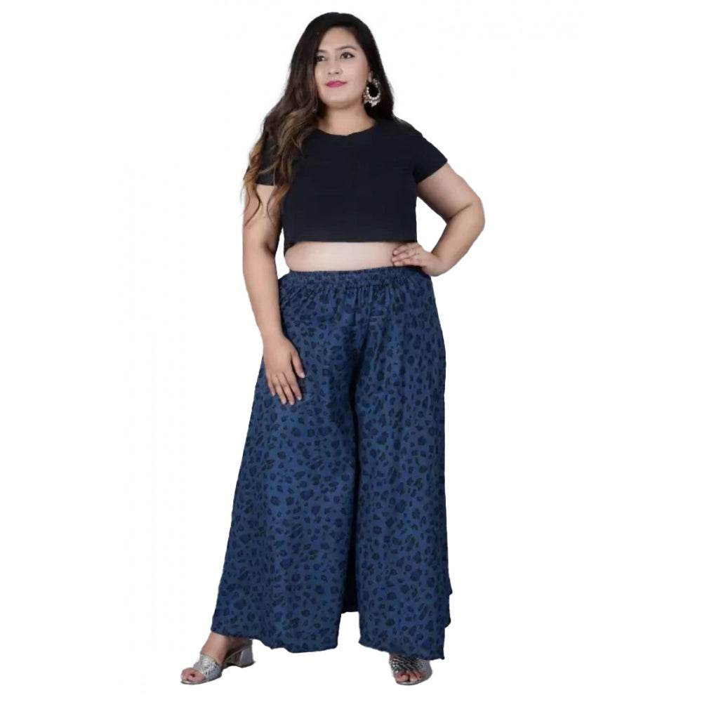 Generic Women's Cotton Printed Elastic Palazzo Pant (Blue, Free Size) - MYLUXURY LANE ENTERPRISE