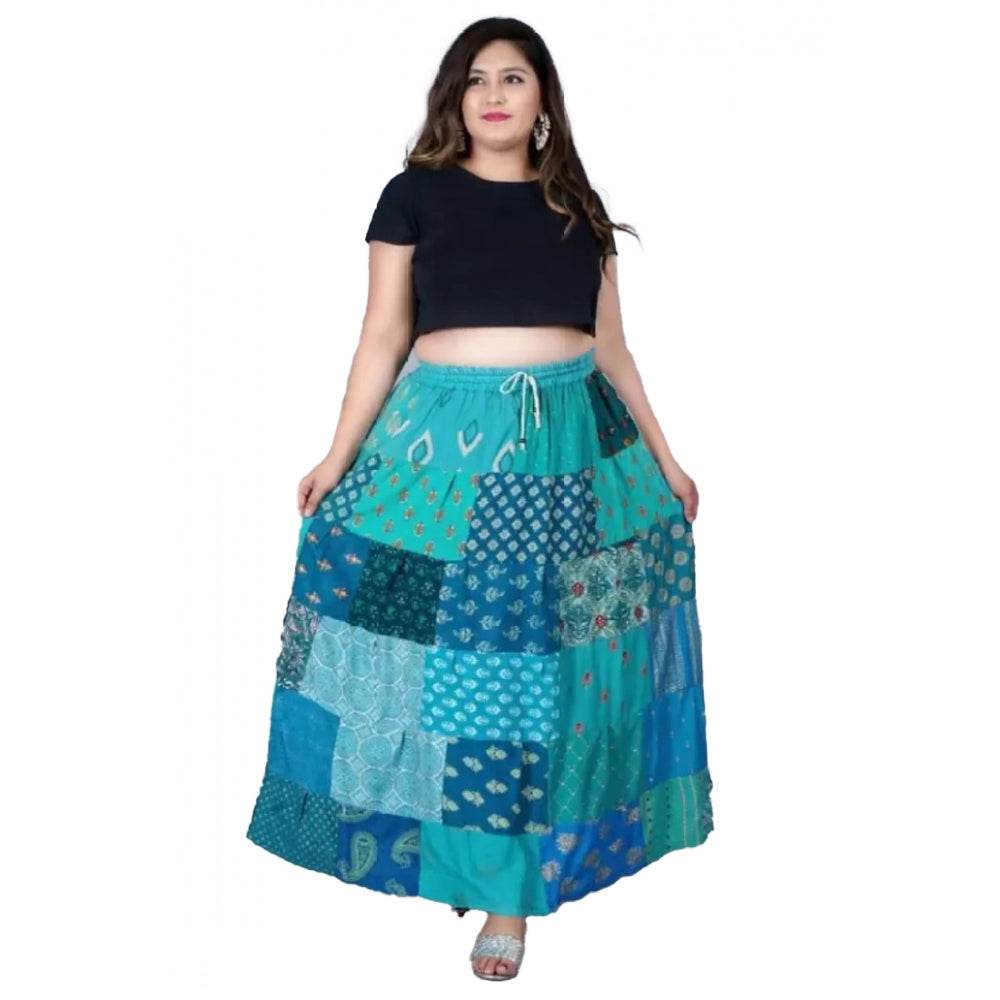 Generic Women's Rayon Printed Elastic Skirt (Multicolor, Free Size) - MYLUXURY LANE ENTERPRISE