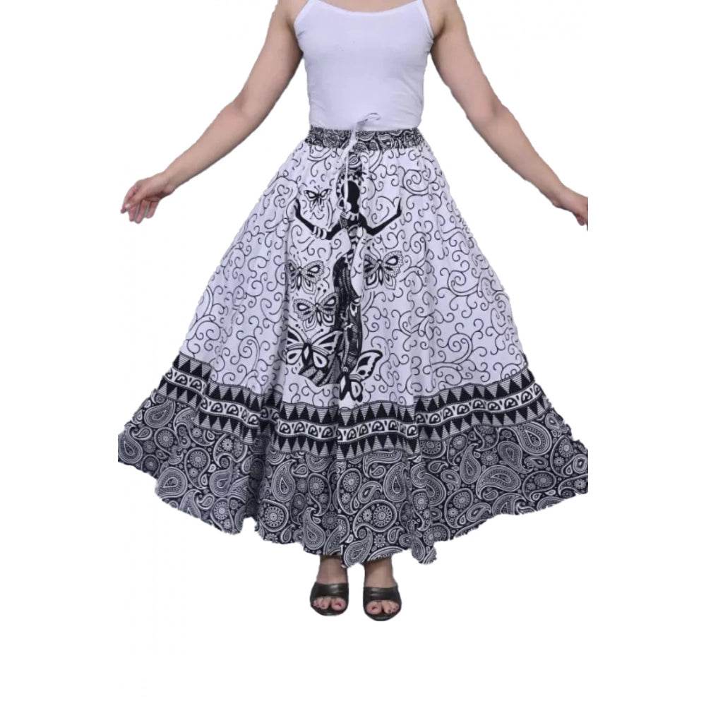 Generic Women's Cotton Printed Wrap Around Maxi Skirt (Black, Free Size) - MYLUXURY LANE ENTERPRISE