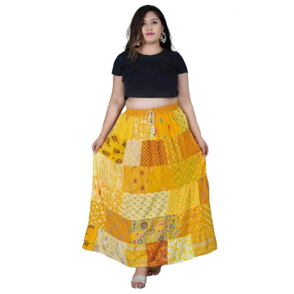 Generic Women's Rayon Printed Elastic Skirt (Multicolor, Free Size) - MYLUXURY LANE ENTERPRISE