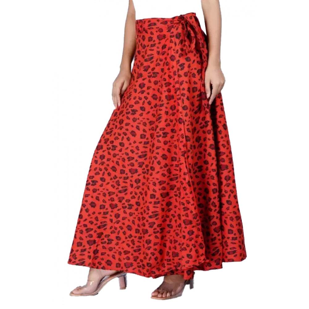 Generic Women's Cotton Printed Wrap Around Maxi Skirt (Red, Free Size) - MYLUXURY LANE ENTERPRISE