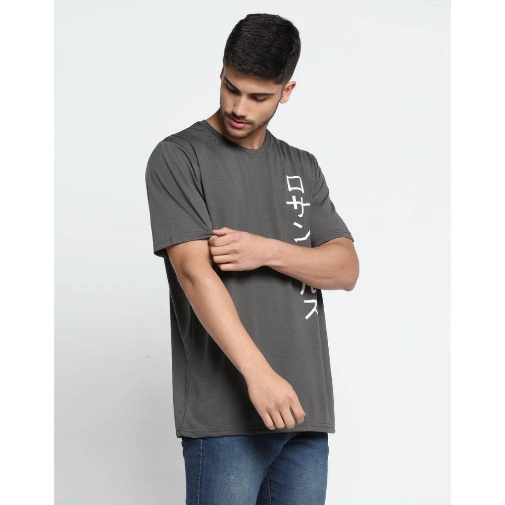 Generic Men's Casual Half Sleeve Printed Cotton Blended Round Neck T-shirt (D.Grey) - MYLUXURY LANE ENTERPRISE