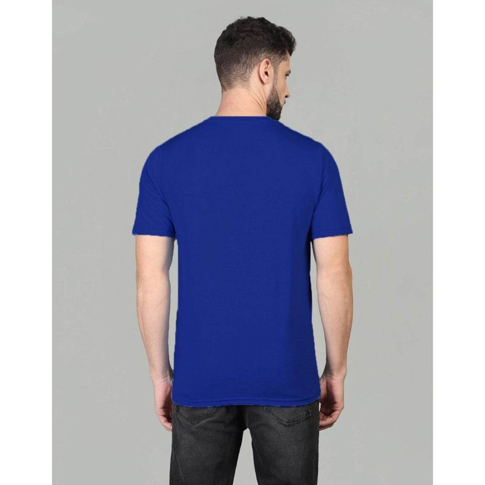 Generic Men's Casual Half Sleeve Solid Cotton Blended Round Neck T-shirt (Royal) - MYLUXURY LANE ENTERPRISE
