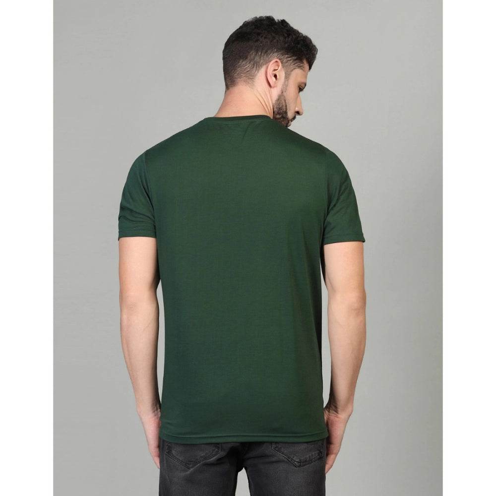 Generic Men's Casual Half Sleeve Solid Cotton Blended Round Neck T-shirt (B.Green) - MYLUXURY LANE ENTERPRISE